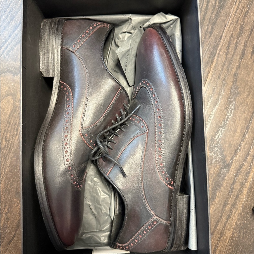 John Varvatos Brown Oxford Shoes with Wingtip Design